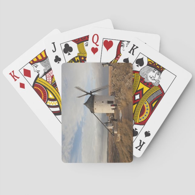 Antiquitätenwindmühlen La Mancha mit Besuchern Spielkarten (Rückseite)