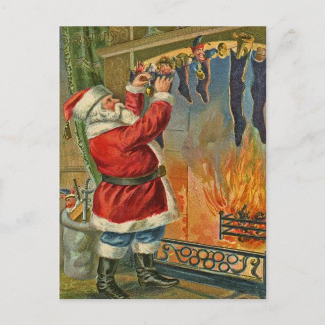 Antiquité, carte postale de Noël de Cru-Père Noël (Devant)
