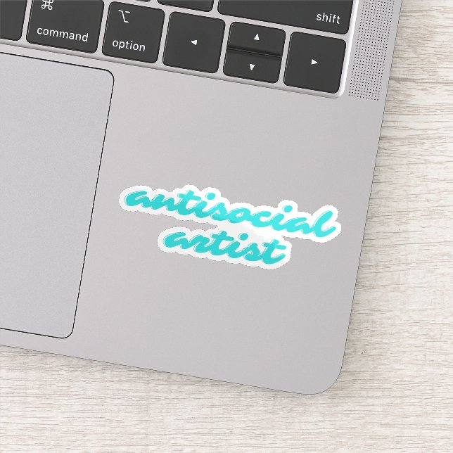 Antisocial Artist | Aqua Blue Funny Cursive Aufkleber (Detail)