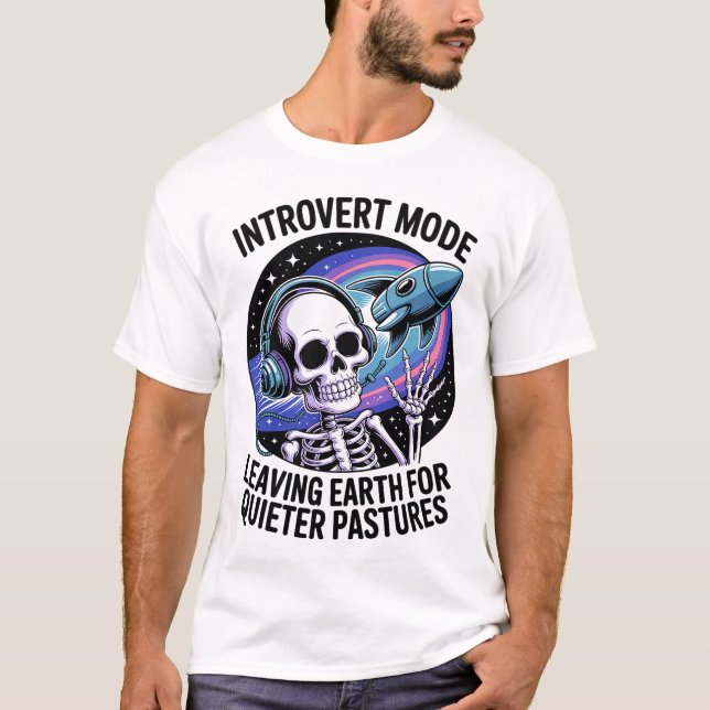 Antisozial-Einführung Funny Skeleton Space Alien T-Shirt (Vorderseite)