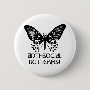 Antisozialer Schmetterling Button