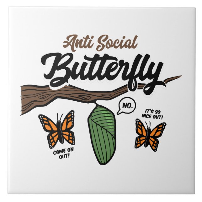 Antisozialer Schmetterling Fliese (Vorderseite)