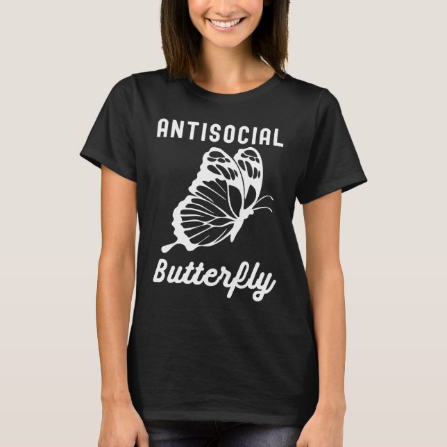 Antisozialer Schmetterling für Introduktoren T-Shirt (Vorderseite)