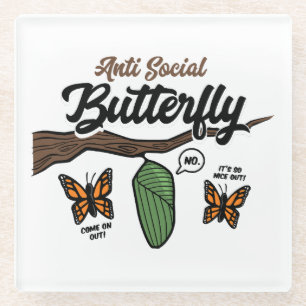 Antisozialer Schmetterling Glasuntersetzer