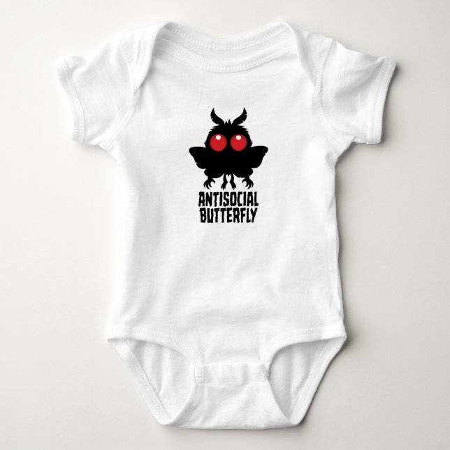 Antisozialer Schmetterling Mothman Kryptid Baby Strampler (Vorderseite)
