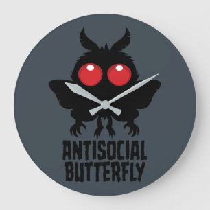 Antisozialer Schmetterling Mothman Kryptid Große Wanduhr