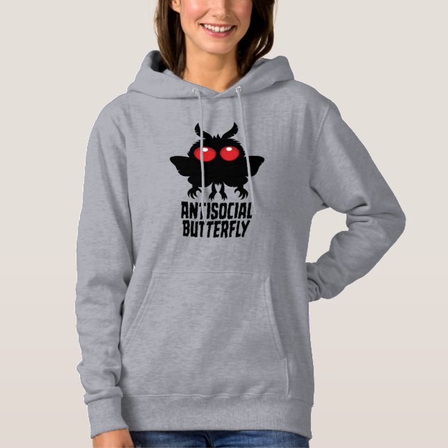 Antisozialer Schmetterling Mothman Kryptid Hoodie (Vorderseite)