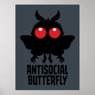 Antisozialer Schmetterling Mothman Kryptid Poster