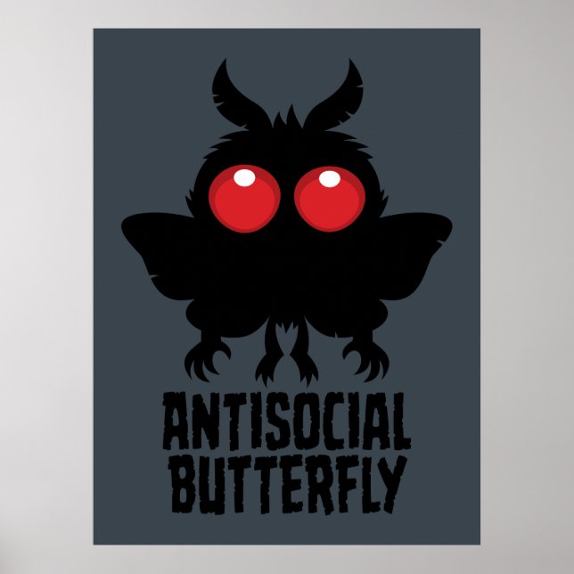 Antisozialer Schmetterling Mothman Kryptid Poster (Vorne)