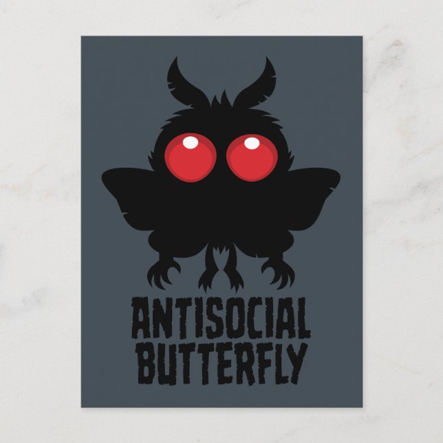 Antisozialer Schmetterling Mothman Kryptid Postkarte (Vorderseite)