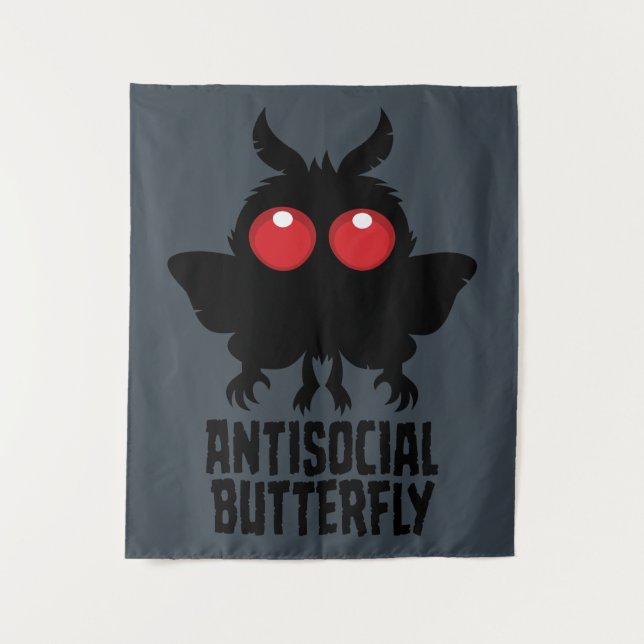 Antisozialer Schmetterling Mothman Kryptid Wandteppich (Vorderseite)