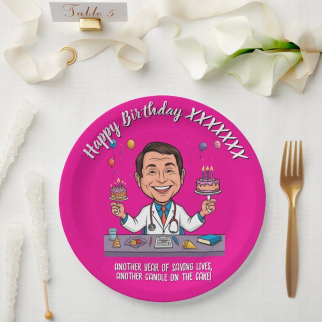 ANTISTRESS DOCTORS BIRTHDAY PARTY PINK PAPPTELLER (Hochzeit)