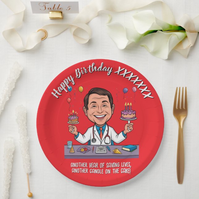 ANTISTRESS DOCTORS BIRTHDAY PARTY WHITE PAPPTELLER (Hochzeit)