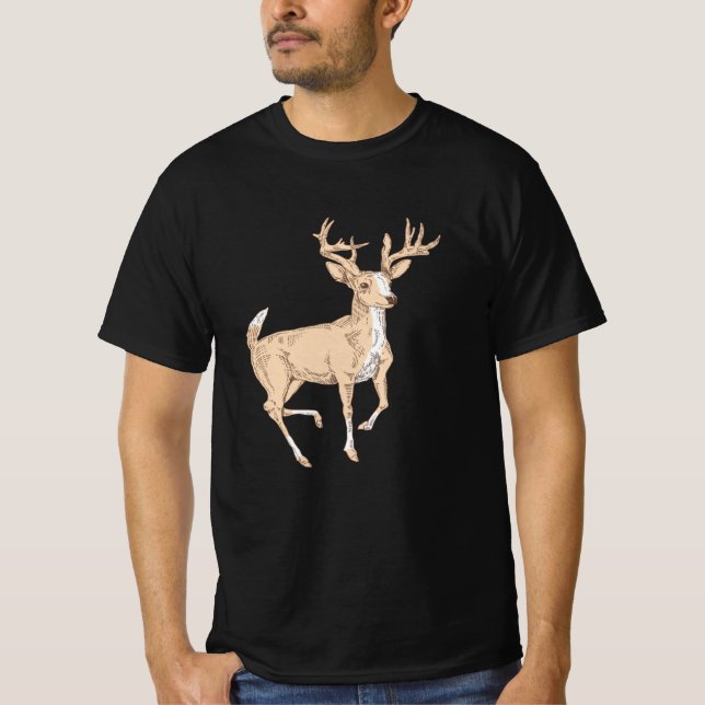 Antler Deer Illustration T-Shirt (Vorderseite)