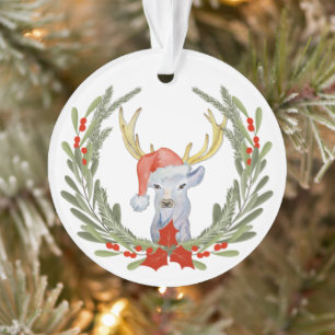 Antler Deer Santa Hat Wreath Kids