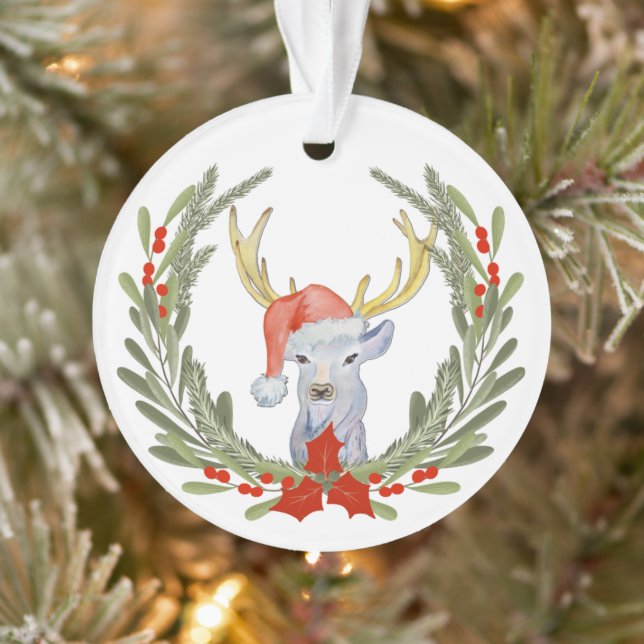 Antler Deer Santa Hat Wreath Kids (Arbre)