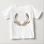 Antler & Greenery Watercolor Wreath | Blumenmädche Baby T-shirt<br><div class="desc">Von Honey & Birch Studios</div>