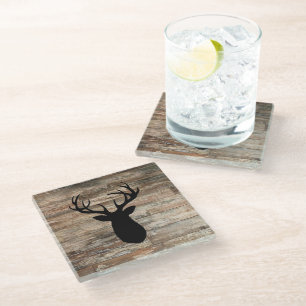 Antler Holz Malerei rustikalen Stil Glasuntersetzer