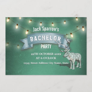 Antler Jagd Bachelor Stag Party String Lights Einladung