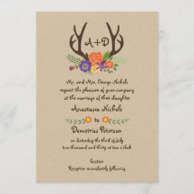Antler & Orangen-Blume-Monogramm-Waldhochzeit