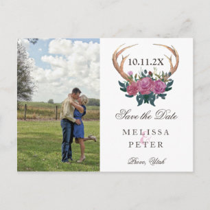 Antler Reh rustikal schick Save the Date Postkarte