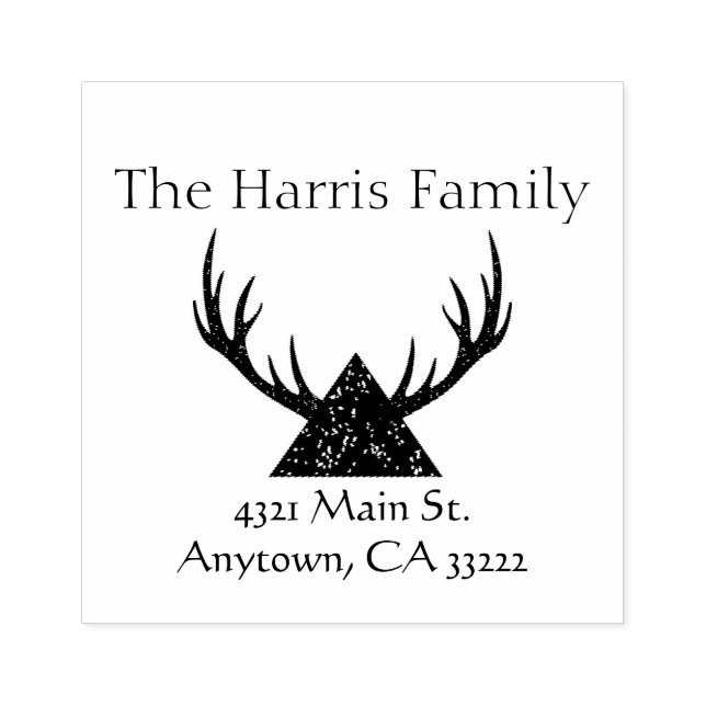 Antler Silhouette Personalisiert Gummistempel (Prägung)