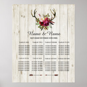 Antler Stag Table Wedding Floral Poster 8 Sitzplät
