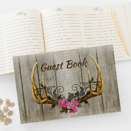 Antlers and Pink Roses Guest Book Gästebuch