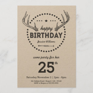 Antlers Birthday Retro inspiriert Einladung