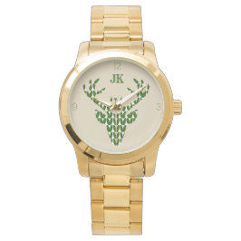 Antlers Deer Hunter Xmas Personalisierte Initialen Armbanduhr
