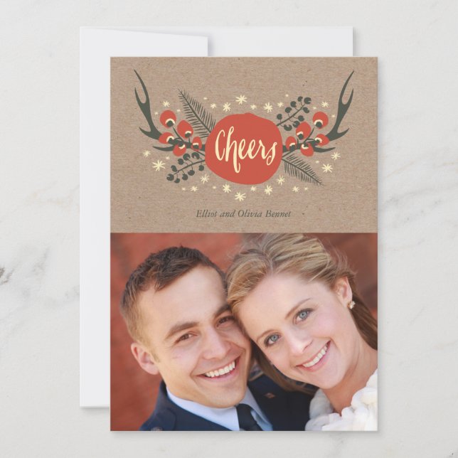 Antlers et Pine Holiday Carte photo (Devant)