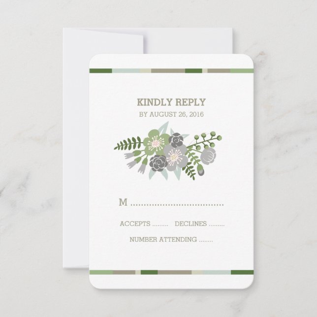 ANTLERS FLORAUX | CARTE DE RÉPONSE DU mariage (Devant)