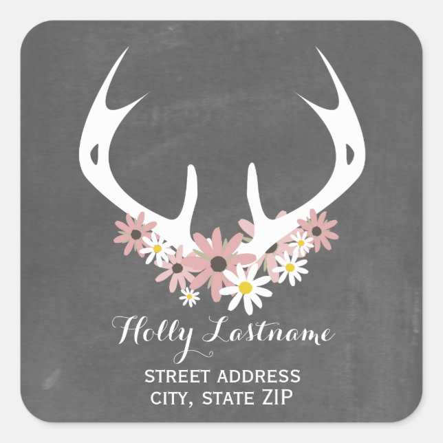 Antlers floraux + Sticker d'adresse du tableau de  (Devant)