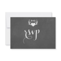 Antlers & Heart Tying the Knot Wedding RSVP
