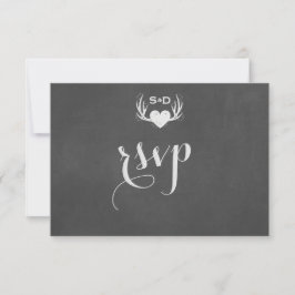 Antlers & Heart Tying the Knot Wedding RSVP Karte