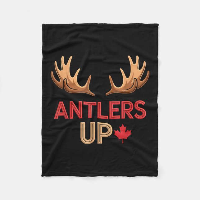 Antlers Up Canadian Pride Funny Canada Flag Moose  Fleecedecke (Vorderseite)