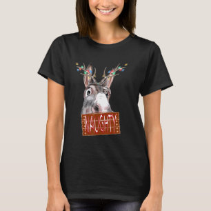Antlights Lights Naughty Sign Christmas Donkey T-Shirt