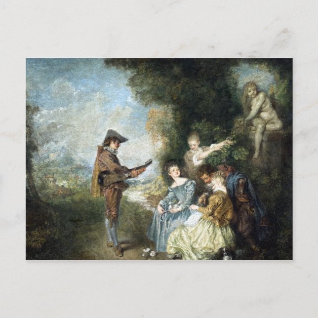 Antoine Watteau Liebe Postkarte (Vorderseite)
