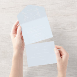 Antoinette Blue Elegante All In One Einladung