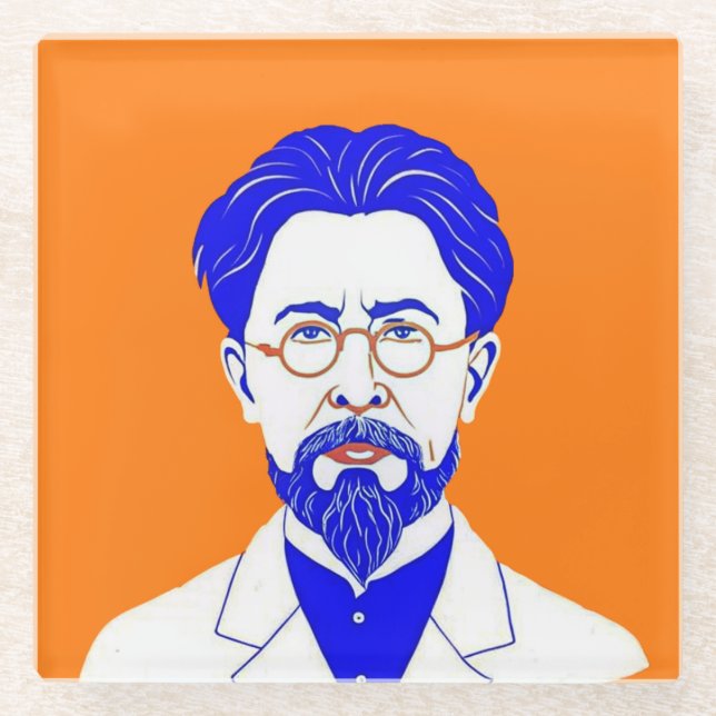 Anton Chekhov Portrait - Grafik Glasuntersetzer (Vorderseite)