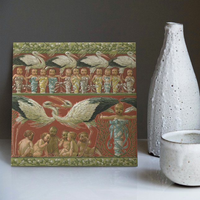 Anton Seders Zender Storks Jugendstilwall Fliese (Von Creator hochgeladen)