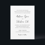 Antonia Black and White Elegante Wedding Einladung<br><div class="desc">Elegante Hochzeitseinladungen mit einem einfachen Design mit Skript- und Serif-Schriftart.</div>