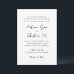 Antonia Black and White Elegante Wedding Einladung<br><div class="desc">Elegante Hochzeitseinladungen mit einem einfachen Design mit Skript- und Serif-Schriftart.</div>