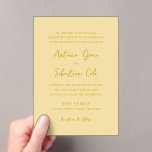 Antonia Butter Yellow Elegant Wedding Acryleinladungen<br><div class="desc">Elegante Hochzeitseinladungen mit einem einfachen Design mit Skript- und Serif-Schriftart.</div>