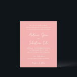 Antonia Coral Pink Elegante Einladung zur Hochzeit<br><div class="desc">Elegante Hochzeitseinladungen mit einem einfachen Design mit Skript- und Serif-Schriftart.</div>