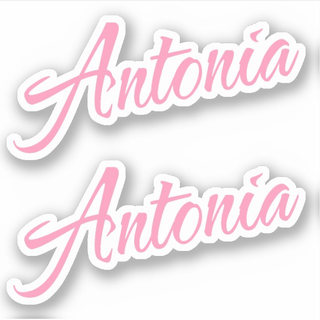 Antonia Decorative Name in Pink x2 Aufkleber (Vorderseite)