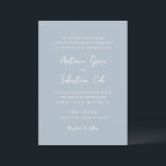 Antonia Powder Blue Elegant Wedding Einladung<br><div class="desc">Elegante Hochzeitseinladungen mit einem einfachen Design mit Skript- und Serif-Schriftart.</div>