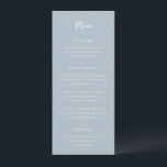 Antonia Powder Blue Elegant Wedding Menükarte<br><div class="desc">Elegante Hochzeitsmenüs mit einem einfachen Design mit Skript- und Serif-Schriftart.</div>