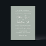Antonia Sage Green Elegant Wedding Einladung<br><div class="desc">Elegante Hochzeitseinladungen mit einem einfachen Design mit Skript- und Serif-Schriftart.</div>