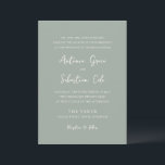 Antonia Sage Green Elegant Wedding Einladung<br><div class="desc">Elegante Hochzeitseinladungen mit einem einfachen Design mit Skript- und Serif-Schriftart.</div>